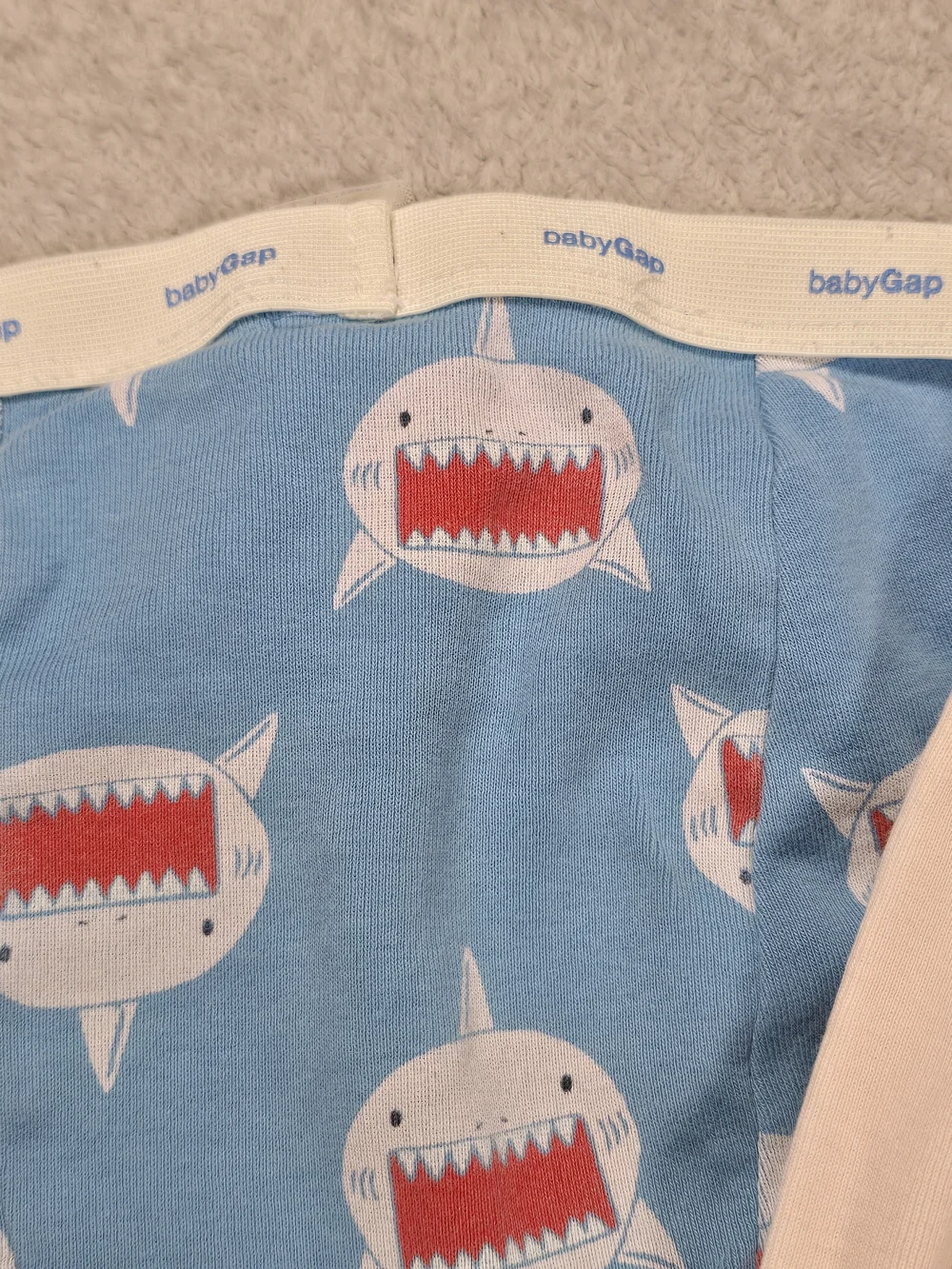 Gap Kids Shark Print Cotton Pajama Set - Blue & Cream